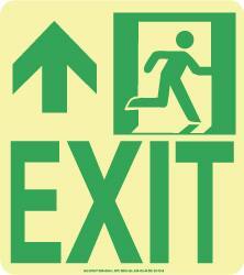 NMC - Exit, Polyester Exit Sign - 8" Wide x 9" High, Glow-in-the-Dark - Makers Industrial Supply