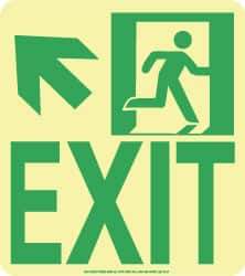 NMC - Exit, Polyester Exit Sign - 8" Wide x 9" High, Glow-in-the-Dark - Makers Industrial Supply