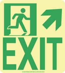 NMC - Exit, Polyester Exit Sign - 8" Wide x 9" High, Glow-in-the-Dark - Makers Industrial Supply