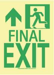 NMC - Final Exit, Plastic Exit Sign - 8" Wide x 11" High, Glow-in-the-Dark - Makers Industrial Supply