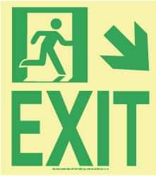 NMC - Exit, Plastic Exit Sign - 8" Wide x 9" High, Glow-in-the-Dark - Makers Industrial Supply