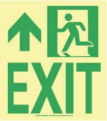 NMC - Exit, Plastic Exit Sign - 8" Wide x 9" High, Glow-in-the-Dark - Makers Industrial Supply