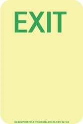 NMC - Exit, Polyester Exit Sign - 4" Wide x 6" High, Glow-in-the-Dark - Makers Industrial Supply