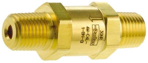 Parker - 1/2" Brass Check Valve - Inline, MNPT x MNPT, 3,000 WOG - Makers Industrial Supply