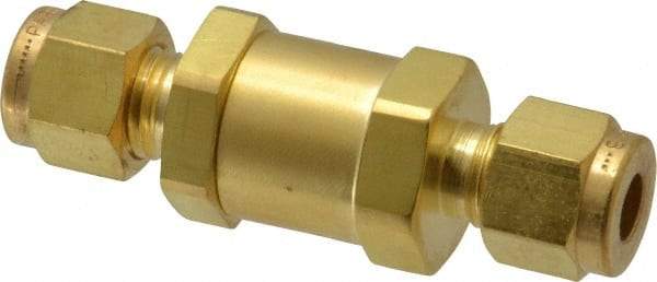 Parker - 1/4" Brass Check Valve - Inline, Comp x Comp, 3,000 WOG - Makers Industrial Supply