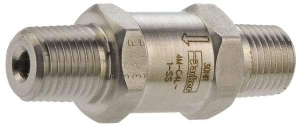 Parker - 3/8" Stainless Steel Check Valve - Inline, MNPT x MNPT, 6,000 WOG - Makers Industrial Supply