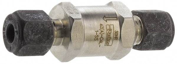 Parker - 3/8" Stainless Steel Check Valve - Inline, Comp x Comp, 6,000 WOG - Makers Industrial Supply