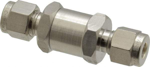 Parker - 1/4" Stainless Steel Check Valve - Inline, Comp x Comp, 6,000 WOG - Makers Industrial Supply