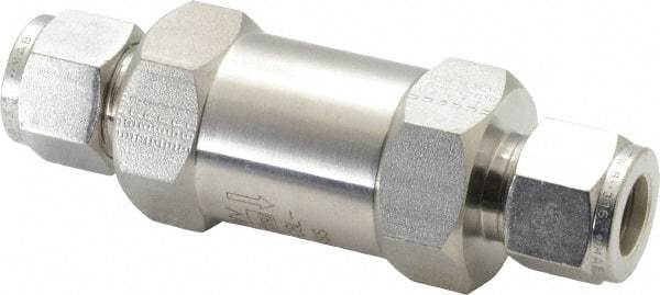 Parker - 1/2" Stainless Steel Check Valve - Inline, Comp x Comp, 6,000 WOG - Makers Industrial Supply