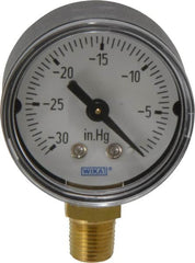 Wika - 1-1/2" Dial, 1/8 Thread, 30-0 Scale Range, Pressure Gauge - Lower Connection Mount, Accurate to 3-2-3% of Scale - Makers Industrial Supply