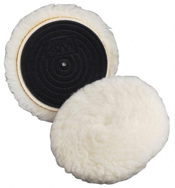 3M - 5-1/4" Diam Wool Bonnet Pad - 15/16" Pile, Hook & Loop Attachment - Makers Industrial Supply