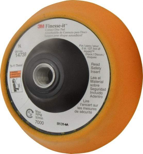 3M - 5" Diam Hook & Loop Disc Backing Pad - Soft Density, 7,000 RPM - Makers Industrial Supply