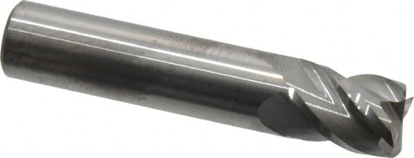 Accupro - 1/2", 4 Flute, Single End, Solid Carbide, 0.015" Corner Radius End Mill - 2-1/2" OAL, 40° Helix, Right Hand Flute, 5/8" LOC, Right Hand Cut - Makers Industrial Supply