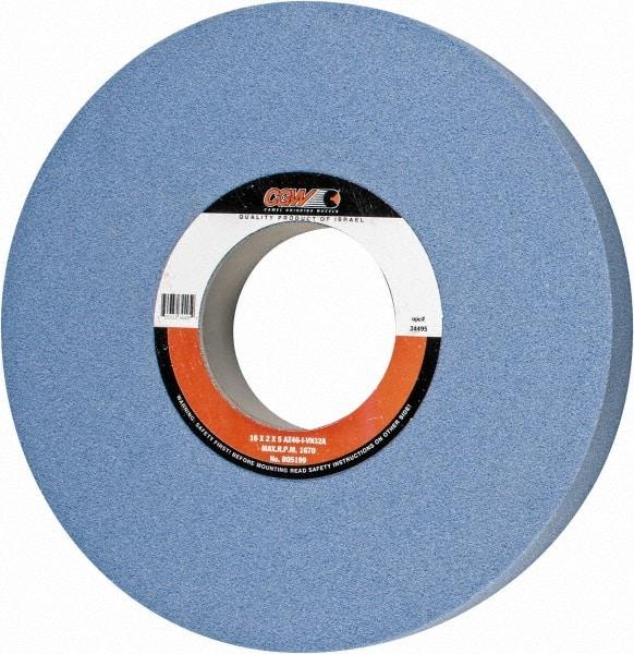 Camel Grinding Wheels - 16" Diam x 5" Hole x 2" Thick, I Hardness, 46 Grit Surface Grinding Wheel - Aluminum Oxide, Type 1, Coarse Grade, 1,671 Max RPM, Vitrified Bond, No Recess - Makers Industrial Supply