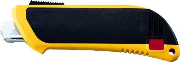 Olfa - Retractable Utility Knife - 2" Blade, Yellow & Black Plastic/Stainless Steel Handle, 1 Blade Included - Makers Industrial Supply