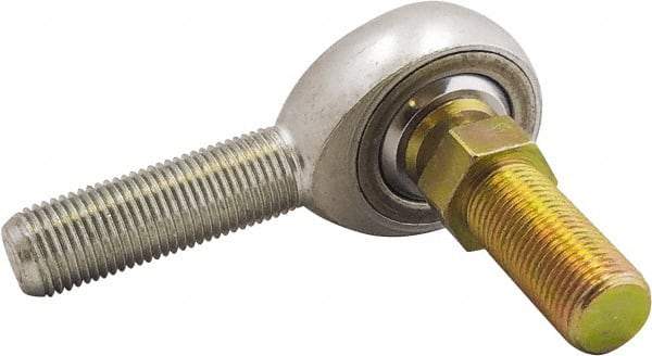 Made in USA - 1/2" ID, 1-5/16" Max OD, 16,242 Lb Max Static Cap, Male Spherical Rod End with Stud - 1/2-20 LH, 1-1/2" Shank Length, Alloy Steel with Steel Raceway - Makers Industrial Supply