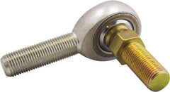 Made in USA - 1/4" ID, 3/4" Max OD, 5,262 Lb Max Static Cap, Male Spherical Rod End with Stud - 1/4-28 LH, 1" Shank Length, Alloy Steel with Steel Raceway - Makers Industrial Supply