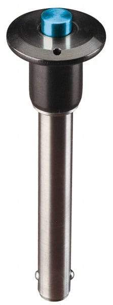 Jergens - 5/8" Diam, 3" Usable Length, Button Handle, Push Button Quick Release Pin - 4-1/4" Overall Length, Grade 17-4 Stainless Steel, Passivated Finish - Makers Industrial Supply