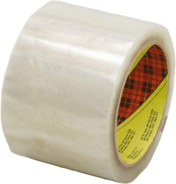 3M - 72mm x 914m Clear Rubber Adhesive Sealing Tape - Polypropylene Film Backing, 1.9 mil Thick, 22 Lb Tensile Strength, Series 371 - Makers Industrial Supply