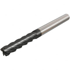 Iscar - 12mm, 48mm LOC, 12mm Shank Diam, 100mm OAL, 4 Flute, Solid Carbide Square End Mill - Single End, TiAlN Finish, Spiral Flute, 45° Helix, Centercutting, Right Hand Cut, Right Hand Flute - Makers Industrial Supply