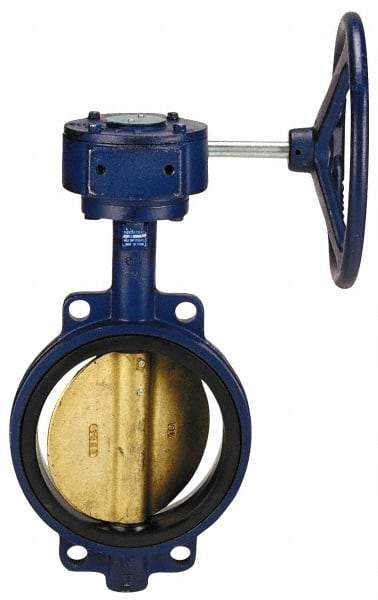 NIBCO - 6" Pipe, Wafer Butterfly Valve - Gear Handle, Cast Iron Body, EPDM Seat, 200 WOG, Aluminum Bronze Disc, Stainless Steel Stem - Makers Industrial Supply