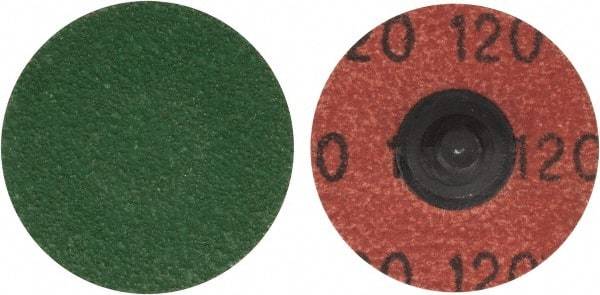 Merit Abrasives - 1-1/2" Disc Diam, 120 Grit, Zirconia Alumina Quick Change Disc - Type R Attaching System, Coated, Blue, Fine Grade, 30,000 RPM, R801 Series - Makers Industrial Supply