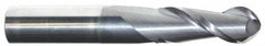 Accupro - 1/2" Diam, 3" LOC, 2 Flute Solid Carbide Ball End Mill - AlTiN Finish, Single End, 6" OAL, 1/2" Shank Diam, Spiral Flute - Makers Industrial Supply