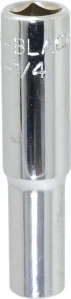 Blackhawk by Proto - 1/4", 1/4" Drive, Deep Hand Socket - 6 Points, 2" OAL, Chrome Finish - Makers Industrial Supply