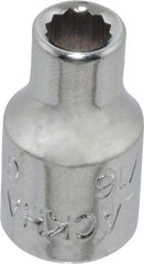 Blackhawk by Proto - 3/16", 1/4" Drive, Standard Hand Socket - 12 Points, 1" OAL, Chrome Finish - Makers Industrial Supply