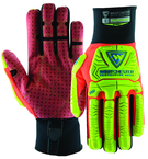 Synthetic Red Reinforced Dotted Double Palm Gloves Large - Makers Industrial Supply