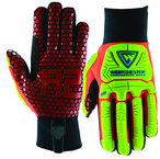 Synthetic Leather Double Palm Reinforced Red Silicone Palm Gloves Large - Makers Industrial Supply