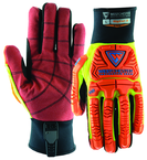 Synthetic Leather Double Palm Reinforced Red PVC Palm Gloves Large - Makers Industrial Supply