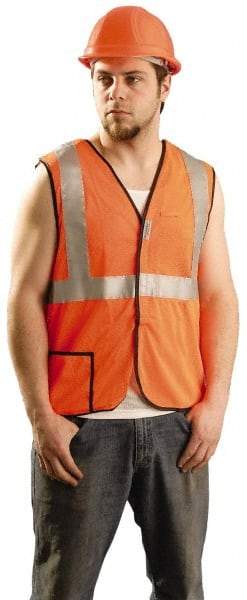 PRO-SAFE - Size 2XL High Visibility Orange Mesh Breakaway Vest - 46 to 49" Chest, ANSI 107-2004, Hook & Loop Closure, 2 Pockets, Polyester - Makers Industrial Supply