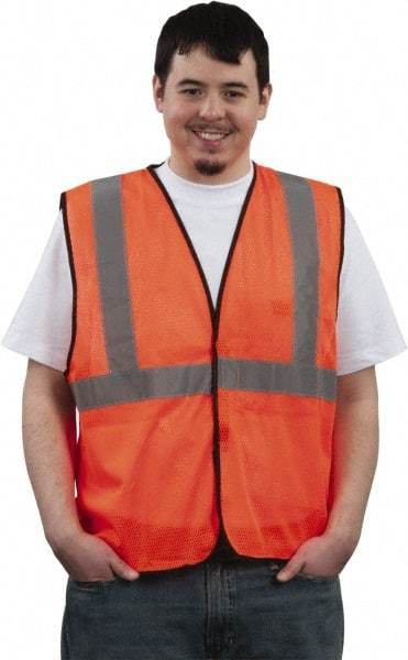 OccuNomix - Size M High Visibility Orange Mesh Breakaway Vest - Hook & Loop Closure, 2 Pockets, Polyester - Makers Industrial Supply