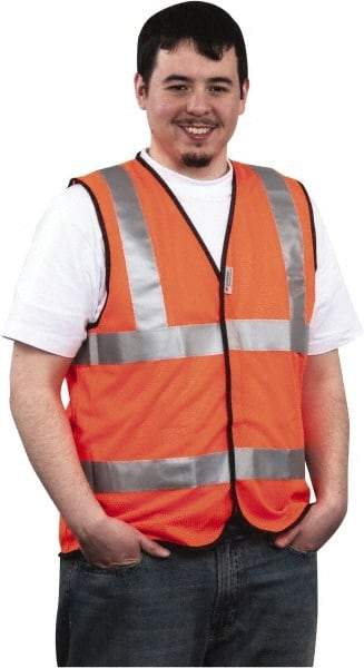 PRO-SAFE - Size M High Visibility Orange Mesh General Purpose Vest - 37 to 39" Chest, ANSI 107-2004, Hook & Loop Closure, Polyester - Makers Industrial Supply