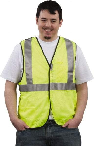 PRO-SAFE - Size M High Visibility Yellow Mesh General Purpose Vest - 37 to 39" Chest, ANSI 107-2004, Hook & Loop Closure, Polyester - Makers Industrial Supply