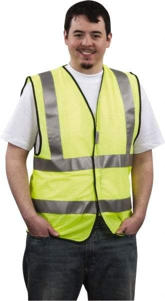 PRO-SAFE - Size 3XL High Visibility Yellow Mesh General Purpose Vest - 49 to 52" Chest, ANSI 107-2004, Hook & Loop Closure, Polyester - Makers Industrial Supply