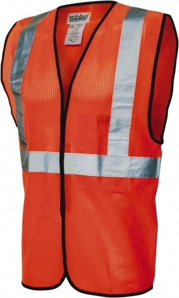 PRO-SAFE - Size L/XL High Visibility Orange Mesh General Purpose Vest - 47 to 51" Chest, ANSI 107-2015, Hook & Loop Closure, 1 Pocket, Polyester - Makers Industrial Supply