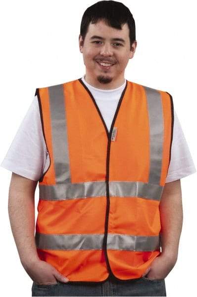 PRO-SAFE - Size XL High Visibility Orange Solid General Purpose Vest - 43 to 46" Chest, ANSI 107-2004, Hook & Loop Closure, Polyester - Makers Industrial Supply