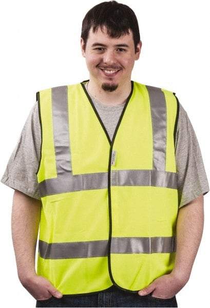 PRO-SAFE - Size 2XL High Visibility Yellow Solid General Purpose Vest - 46 to 49" Chest, ANSI 107-2004, Hook & Loop Closure, Polyester - Makers Industrial Supply