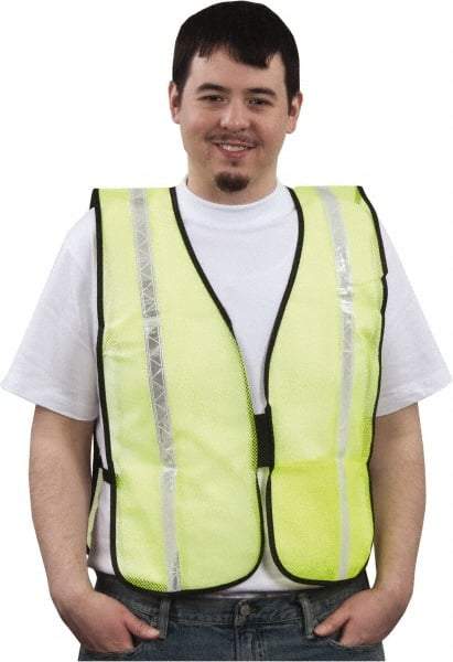 PRO-SAFE - One Size Fits Most High Visibility Yellow Mesh General Purpose Vest - 37 to 43" Chest, Hook & Loop Closure, 1 Pocket, Polyester - Makers Industrial Supply