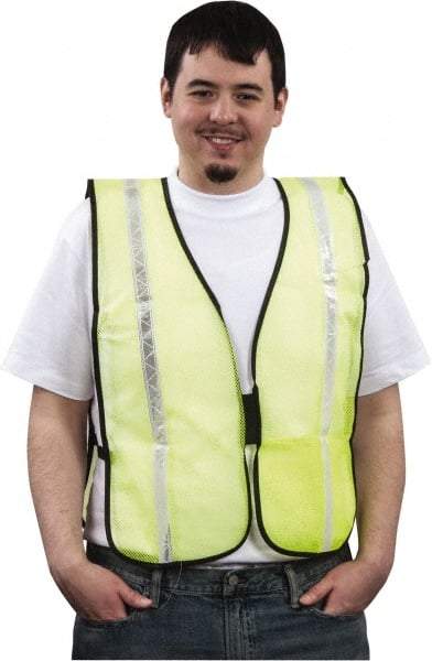 PRO-SAFE - Size 4XL High Visibility Yellow Mesh General Purpose Vest - 55 to 63" Chest, Hook & Loop Closure, 1 Pocket, Polyester - Makers Industrial Supply