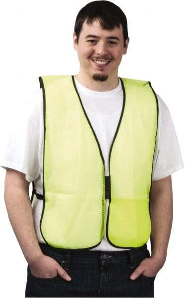 PRO-SAFE - One Size Fits Most High Visibility Yellow Mesh General Purpose Vest - 37 to 43" Chest, Hook & Loop Closure, 1 Pocket, Polyester - Makers Industrial Supply