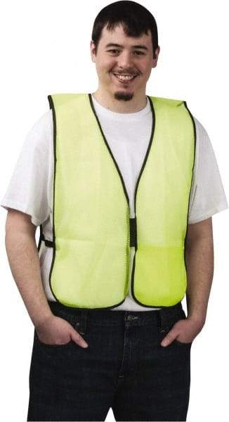 PRO-SAFE - Size 4XL High Visibility Yellow Mesh General Purpose Vest - 55 to 63" Chest, Hook & Loop Closure, 1 Pocket, Polyester - Makers Industrial Supply