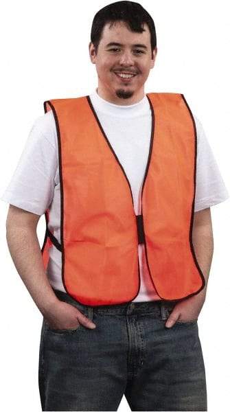 PRO-SAFE - One Size Fits Most High Visibility Orange Solid General Purpose Vest - 37 to 43" Chest, Hook & Loop Closure, 1 Pocket, Polyester - Makers Industrial Supply