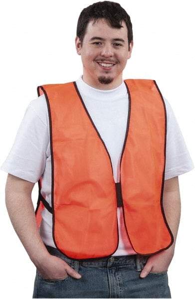 PRO-SAFE - Size 4XL High Visibility Orange Solid General Purpose Vest - 55 to 63" Chest, Hook & Loop Closure, 1 Pocket, Polyester - Makers Industrial Supply