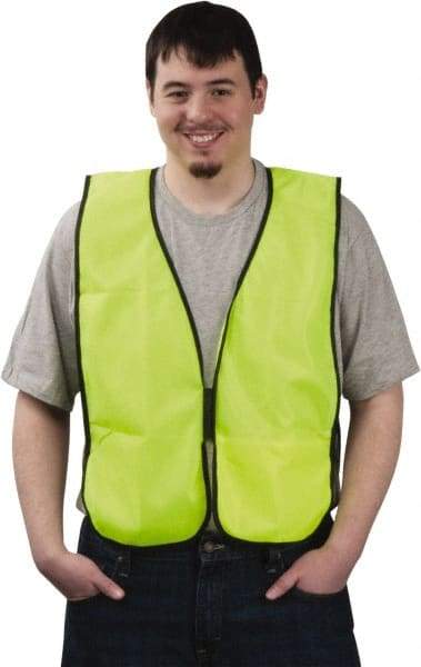 PRO-SAFE - One Size Fits Most High Visibility Yellow Solid General Purpose Vest - 37 to 43" Chest, Hook & Loop Closure, 1 Pocket, Polyester - Makers Industrial Supply