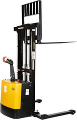 Vestil - 2,000 Lb Capacity, 62" Lift Height, Battery Powered Stacker - 2-1/4" Lowered Height, 42" Fork Length, 58" Overall Width - Makers Industrial Supply