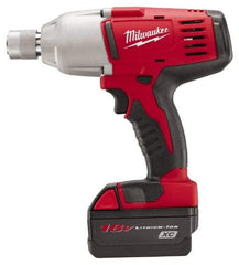 Milwaukee Tool - 7/16" Drive 18 Volt Pistol Grip Cordless Impact Wrench & Ratchet - 0 to 1,900 RPM, 0 to 2,200 BPM, 350 Ft/Lb Torque, 2 Lithium-Ion Batteries Included - Makers Industrial Supply