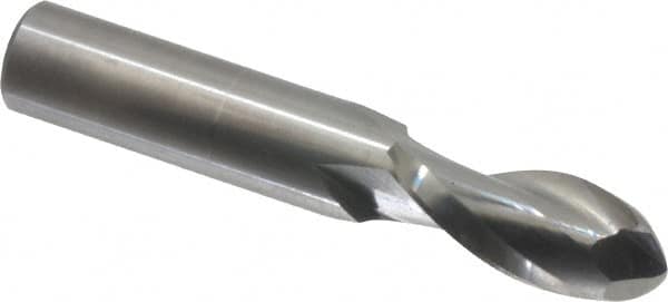 Onsrud - 1/2" Cutting Diam x 1-1/8" Length of Cut, 2 Flute, Upcut Spiral Router Bit - Uncoated, Right Hand Cut, Solid Carbide, 3" OAL x 1/2" Shank Diam, Ball End Taper, 30° Helix Angle - Makers Industrial Supply